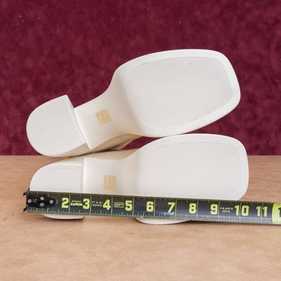 Free People Double Stack Platform Boots Cream Leather Y2K 90s Square Toe Sz 8.5 - Picture 5 of 9